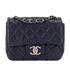Mini Square Classic Flap, &pound;3,100, Handbags, Navy, Lambskin Leather, Front view